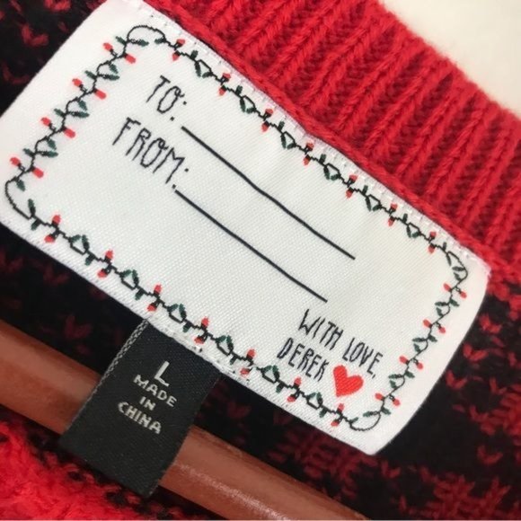DEREK HEART Sequin Santa’s Bestie Buffalo Plaid Pullover Sweater Size La… - Picture 7 of 7